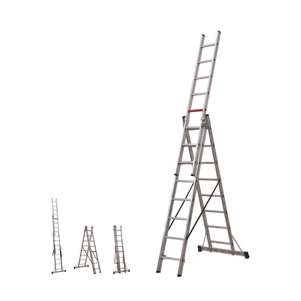 Üç Parçalı Çok Amaçlı Alüminyum Merdiven 3x14 Basamaklı