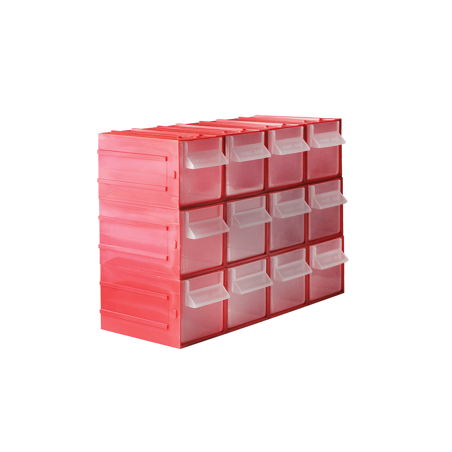 Plastik Çekmeceli Kutu Ph03 - 22,5x14x34 cm  Kırmızı