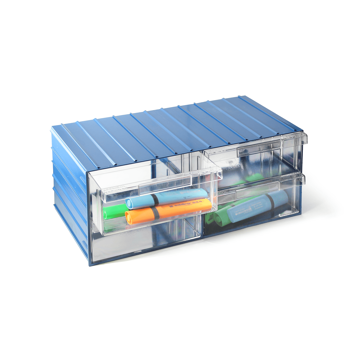 Plastik Çekmeceli Kutu E02 16x20,4x37 cm, Mavi